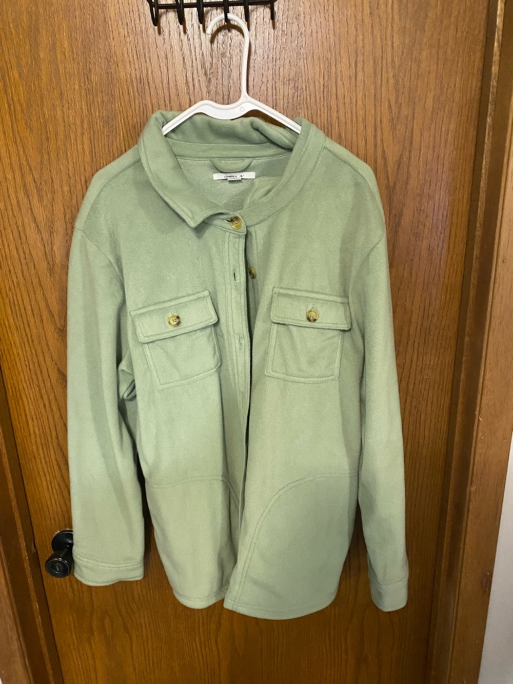 O'Neill Light Green Long Sleeve Button-Up Fleece Shirt Jacket